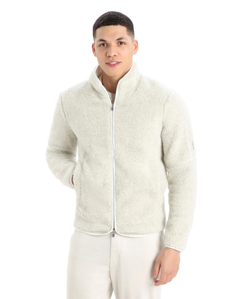 Icebreaker RealFleece™ Merino High Pile Long Sleeve Zip Férfi Kapucnis Pulóver Fehér | HU 1248HAPK